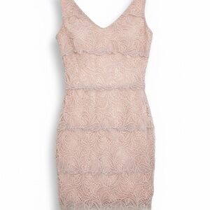 Bebe Blush Lace Bodycon Dress Women’s Small Nude Pink Cocktail Party Sheath